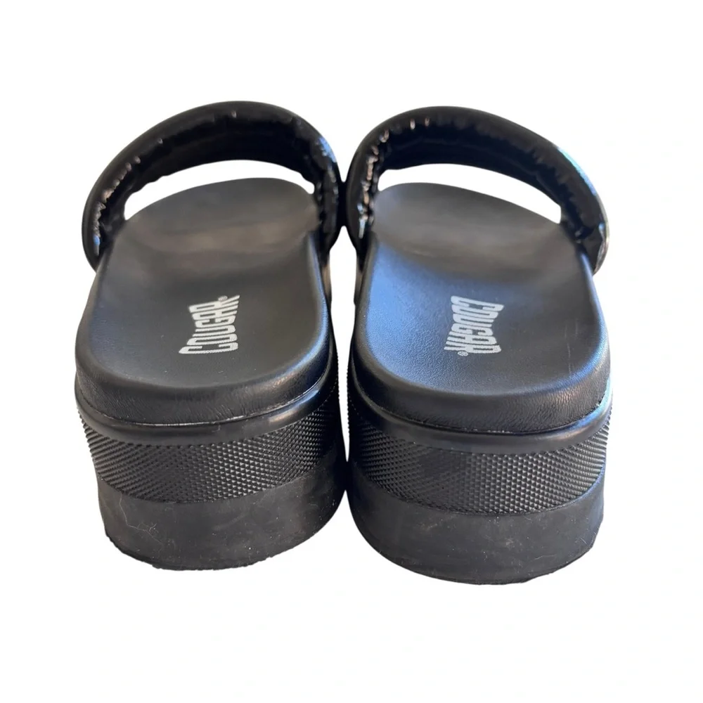 Cougar Water Repellent Black Leather Sport Slide Sandals Prato Sz 10